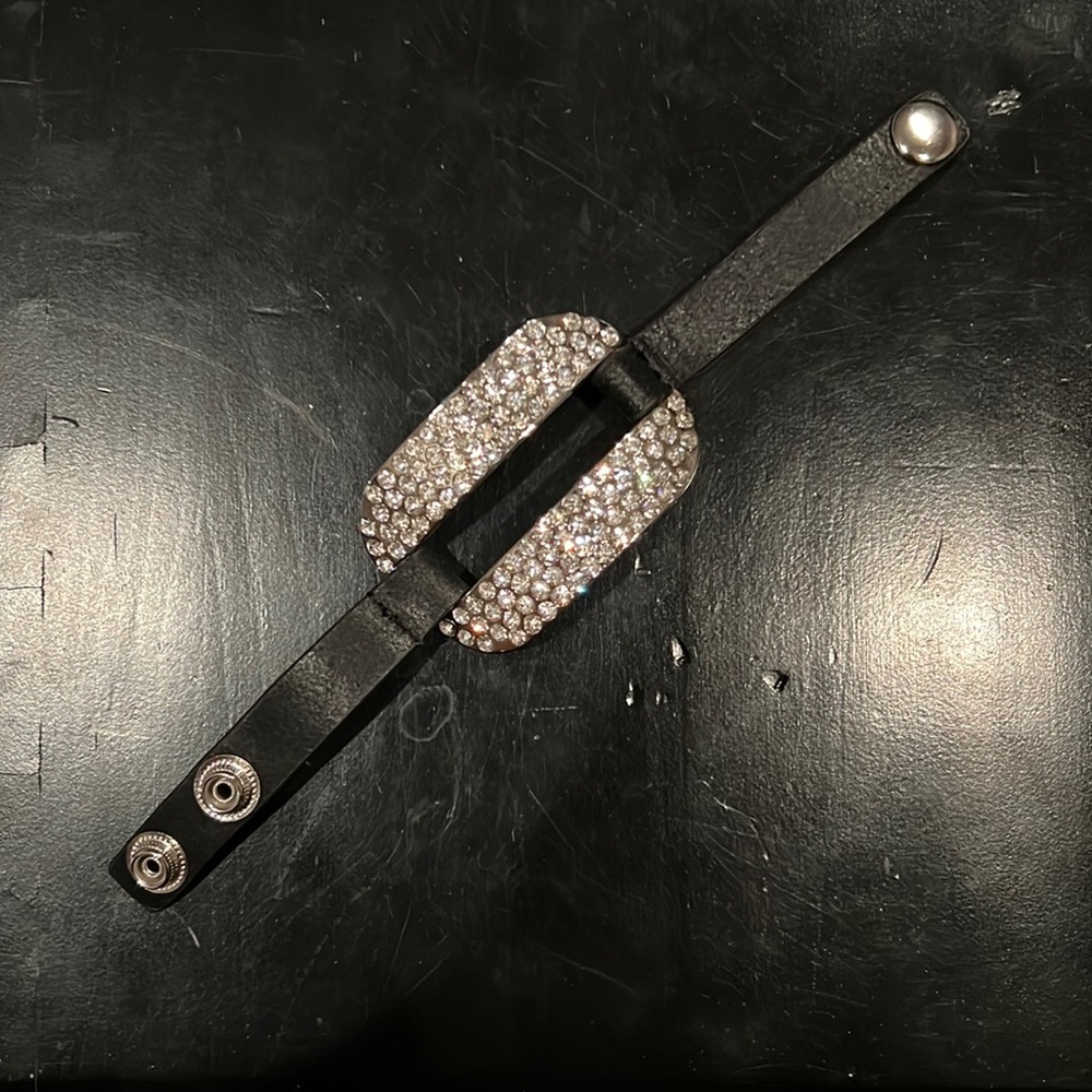 BKE-Leather Cuff with Rhinestone Buckle